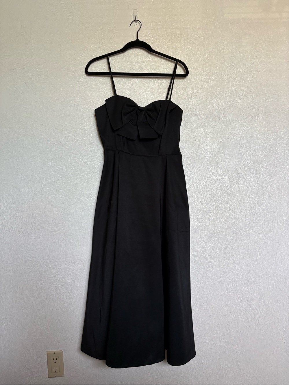 a new day Black Midi Dress with Front Bow and Spaghetti Straps